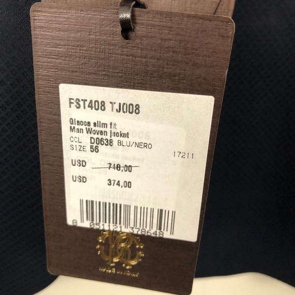 Roberto Cavalli Blue Slim Fit Suit Jacket 46 R - Picture 10 of 11